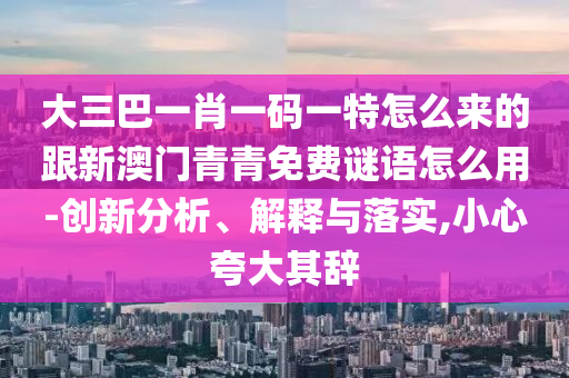 大三巴一肖一碼一特怎么來的跟新澳門青青免費(fèi)謎語怎么用-創(chuàng)新分析、解釋與落實(shí),小心夸大其辭