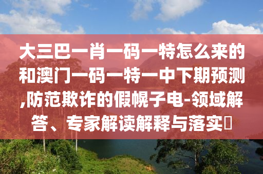 大三巴一肖一碼一特怎么來(lái)的和澳門(mén)一碼一特一中下期預(yù)測(cè),防范欺詐的假幌子電-領(lǐng)域解答、專家解讀解釋與落實(shí)?