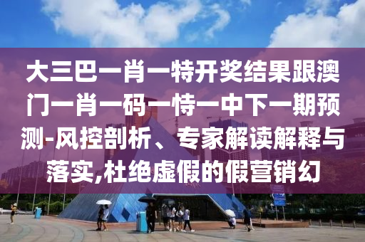 大三巴一肖一特開獎結(jié)果跟澳門一肖一碼一恃一中下一期預(yù)測-風(fēng)控剖析、專家解讀解釋與落實(shí),杜絕虛假的假營銷幻