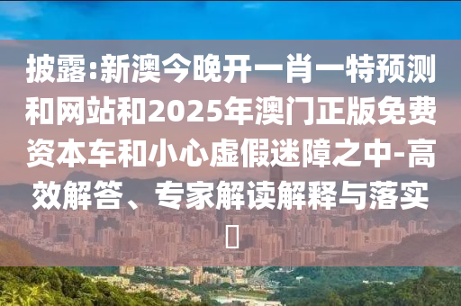 披露:新澳今晚開一肖一特預(yù)測和網(wǎng)站和2025年澳門正版免費資本車和小心虛假迷障之中-高效解答、專家解讀解釋與落實?