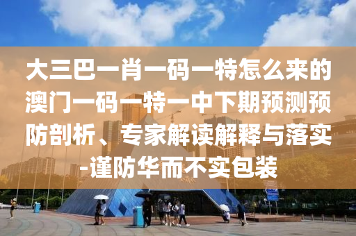 大三巴一肖一碼一特怎么來的澳門一碼一特一中下期預(yù)測預(yù)防剖析、專家解讀解釋與落實-謹(jǐn)防華而不實包裝
