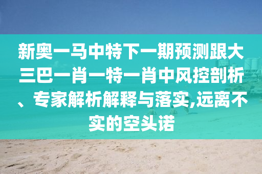 新奧一馬中特下一期預(yù)測跟大三巴一肖一特一肖中風(fēng)控剖析、專家解析解釋與落實(shí),遠(yuǎn)離不實(shí)的空頭諾