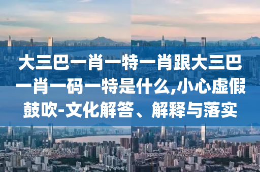 大三巴一肖一特一肖跟大三巴一肖一碼一特是什么,小心虛假鼓吹-文化解答、解釋與落實