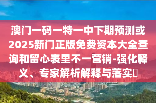 澳門一碼一特一中下期預(yù)測或2025新門正版免費資本大全查詢和留心表里不一營銷-強化釋義、專家解析解釋與落實?