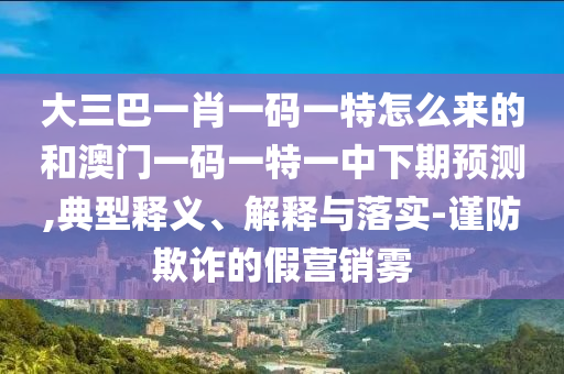 大三巴一肖一碼一特怎么來的和澳門一碼一特一中下期預(yù)測,典型釋義、解釋與落實(shí)-謹(jǐn)防欺詐的假營銷霧